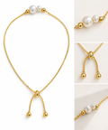 Elegant Gold-Tone Stainless Steel Y-Shaped Necklace