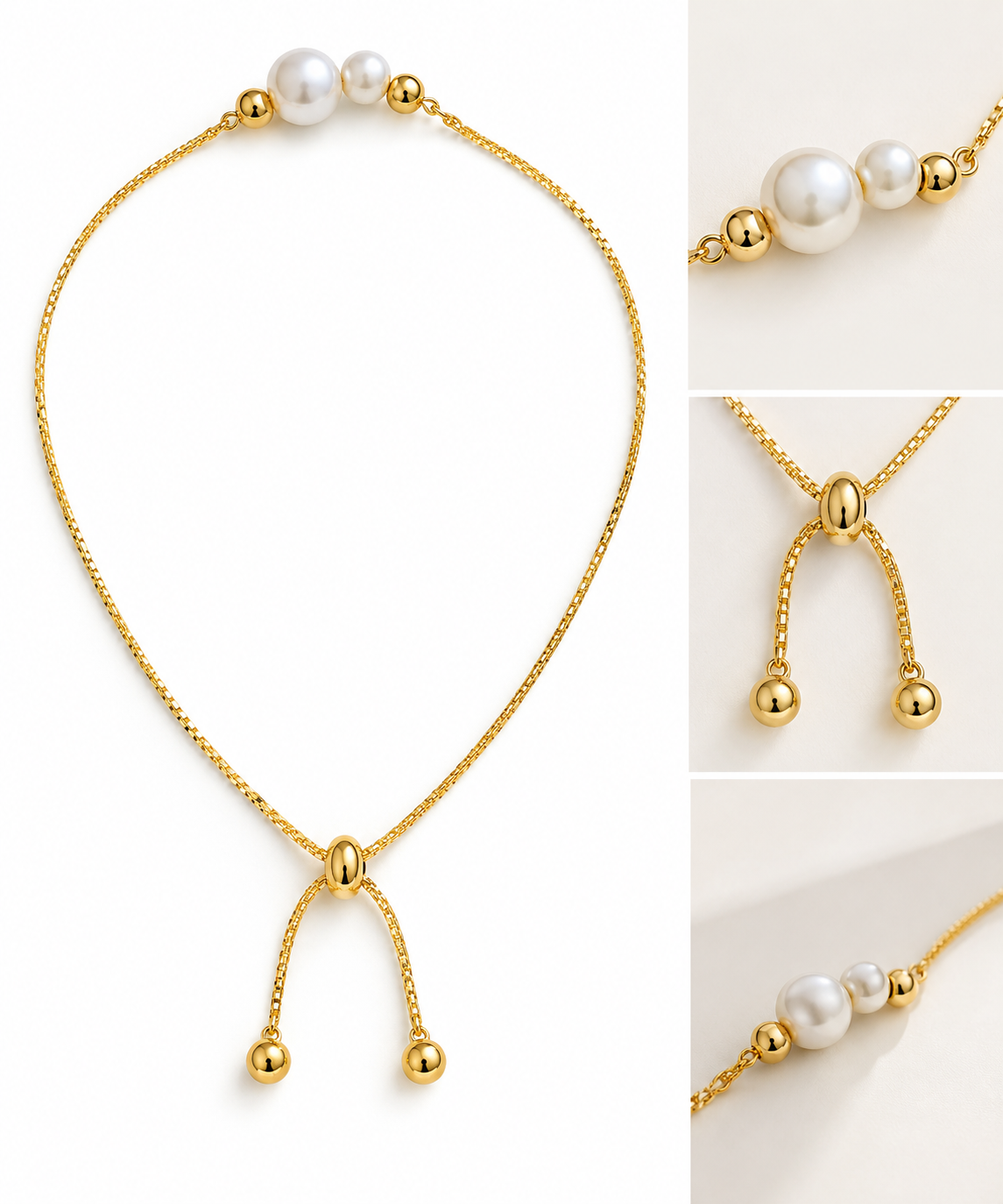 Elegant Gold-Tone Stainless Steel Y-Shaped Necklace