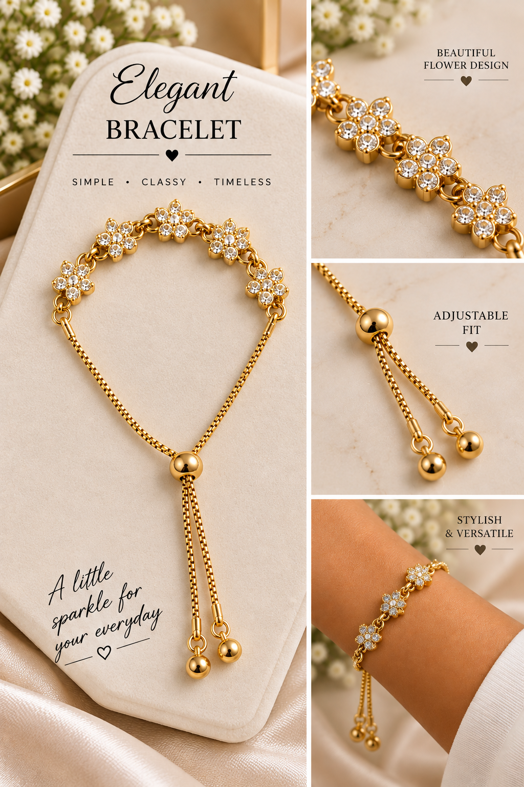 VENKE Elegant Gold-Tone Tassel Bracelet