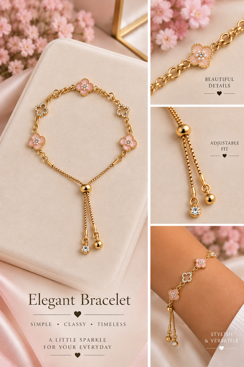 VENKE Elegant Gold-Tone Tassel Bracelet