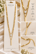 VENKE Elegant Gold-Tone Stainless Steel Layered Necklace