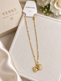 Gold-Tone Stainless Steel Double Heart Necklace